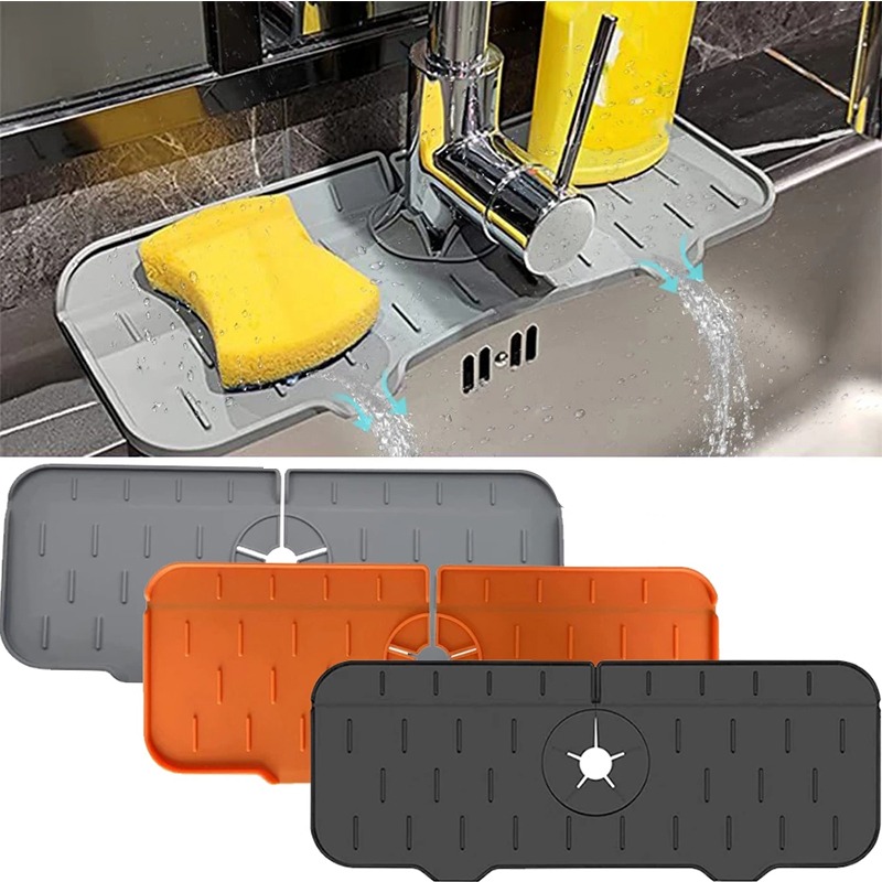Sink Faucet Drain Pad Polyester Rubber Countertop Protector Mat  Splash-proof Strong Water Absorption Home Kitchen Utensils - AliExpress