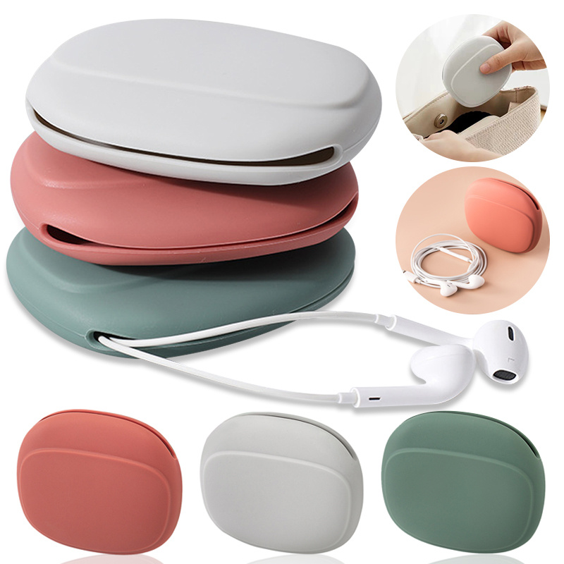 

1pc Portable Earphone Storage Pocket, Silicone Usb Line Organizer, Data Cable Pocket, Mini Wallet, Small Travel Bag, Silicone Storage Bag Art Supplies