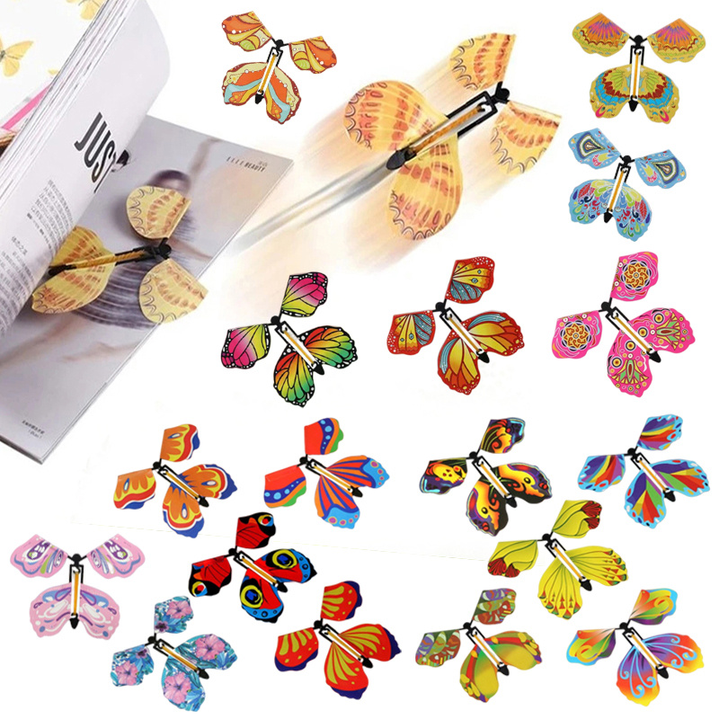Fake Flying Butterfly Toy Clockwork Powered Butterfly Exquisite Magic Gift  Decoration for Birthday Party Christmas New Year