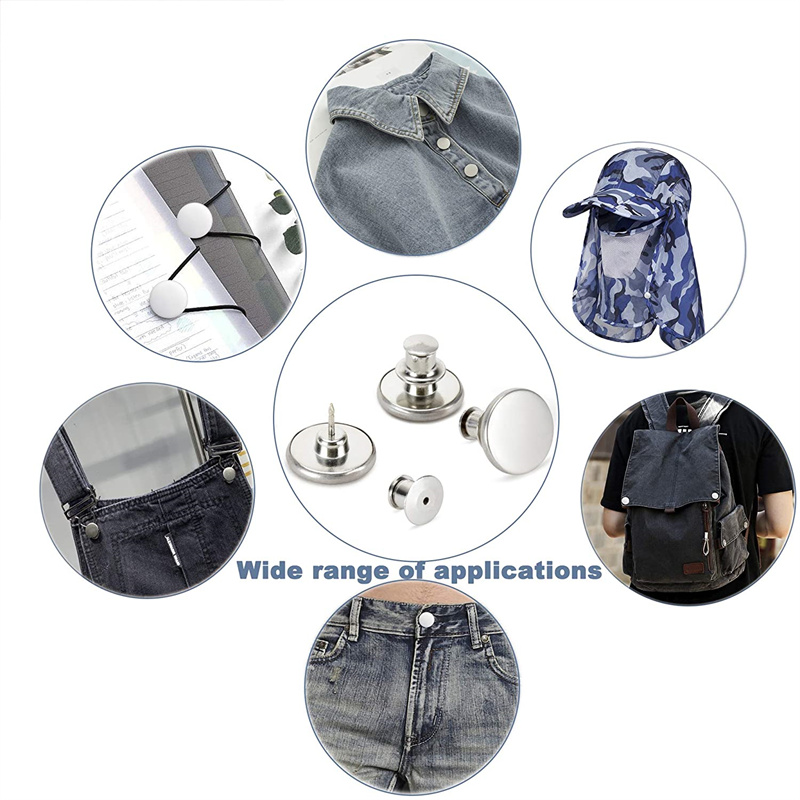 CampTek - Juego de 8 pines de botón para jeans, ajuste perfecto, botones de  pantalones de mezclilla ajustables, 0.669 in/4 estilos de botones