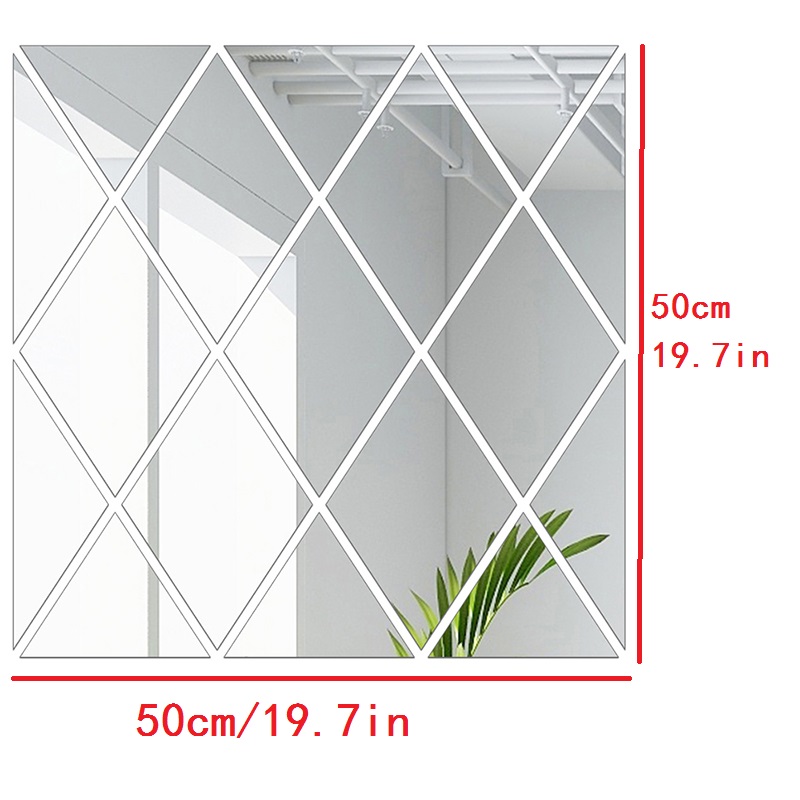 Mirror Wall Sticker Diy Diamonds Triangles