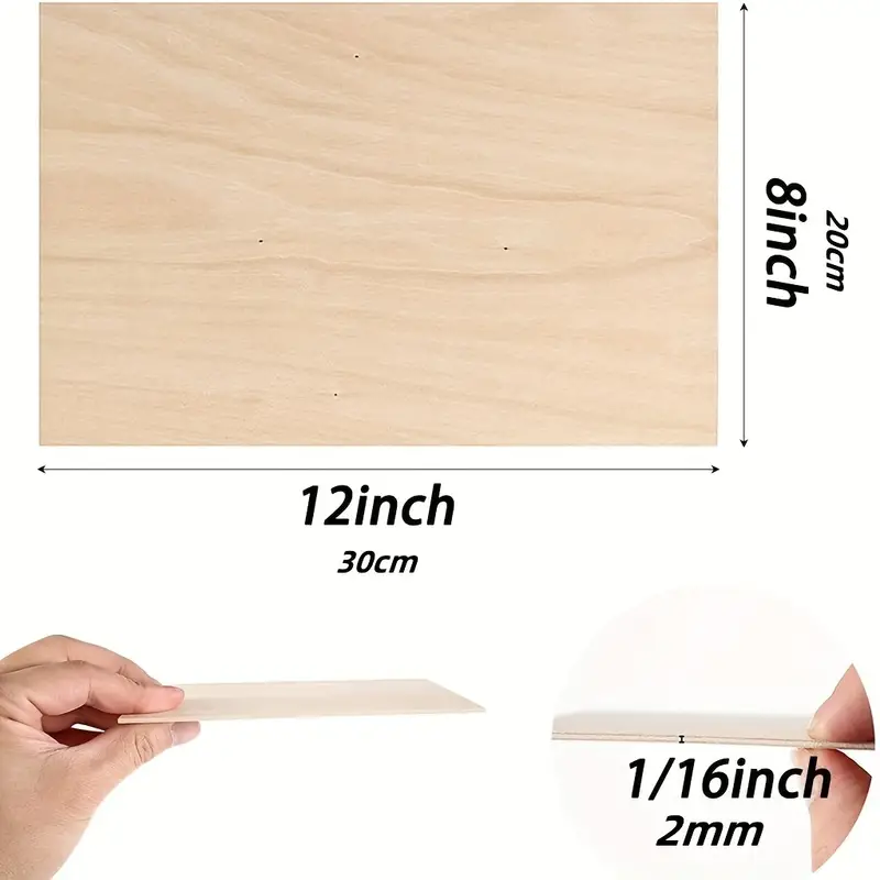 3pcs Wood, Wooden Boards For Crafts, 30x 20x 0.2cm (12 X 8 X 1/16  Inches)Craft Wooden Boards For House Plane Boat Crafts, School Projects,  Wooden DI