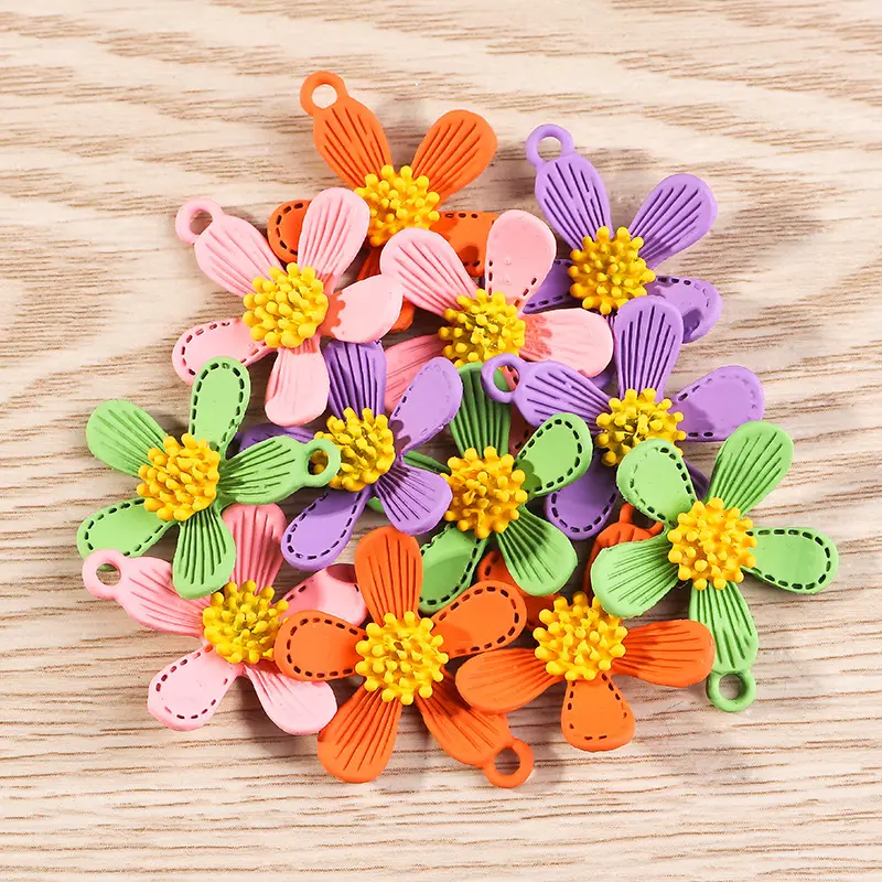 Mix Colors Enamel Charms Flower Pendants Vintage Alloy - Temu