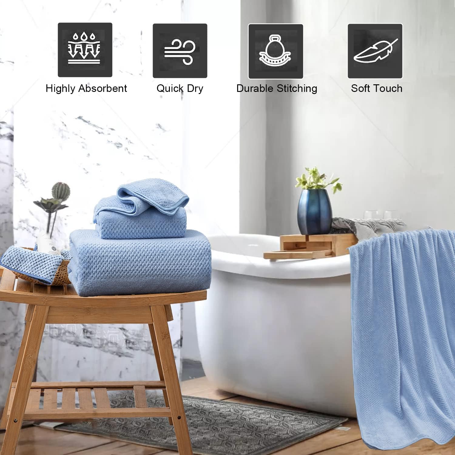 Bath Towel - Microfiber Bath Towel, Highly Absorbent Microfiber