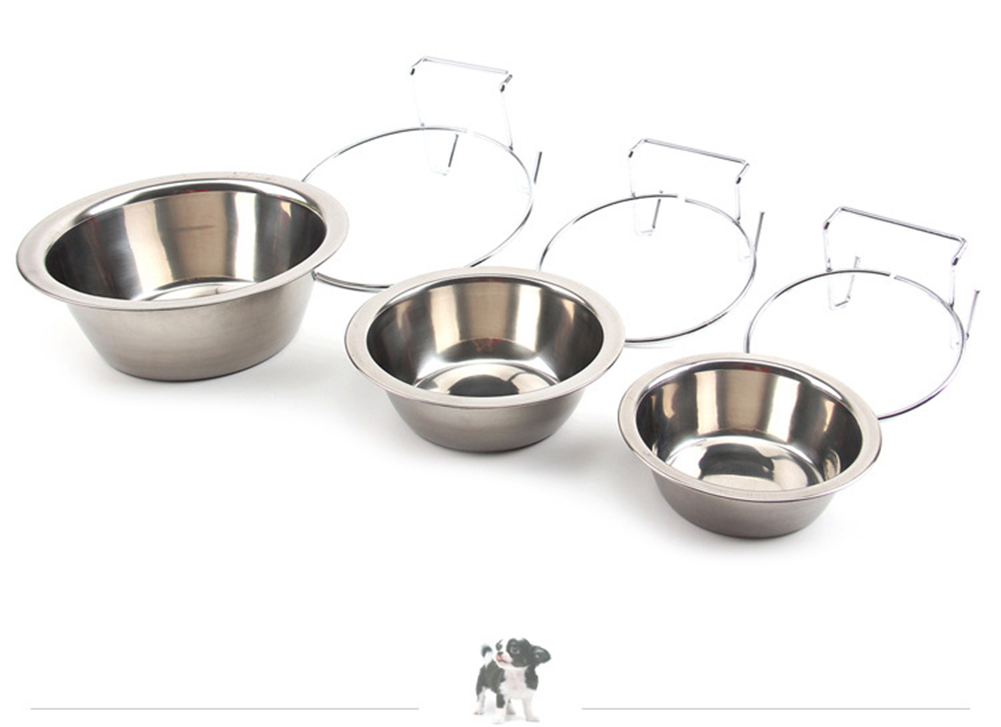 Stainless Steel Raised Food and Water Bowls Bone Decor 6.5 Inch