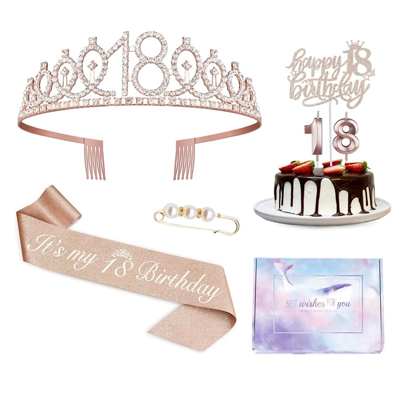 18 Sash & Tiara For Happy 18Th Birthday Decorations Girls, 18-Year