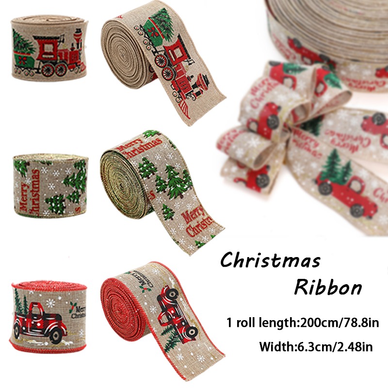 Christmas Ribbon Christmas Wired Edge Ribbons Merry - Temu