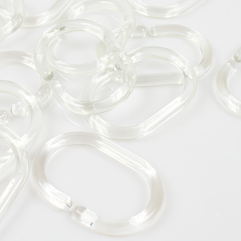 12pcs Clear C Shower Curtain Rings Strong Hooks Easy Installation