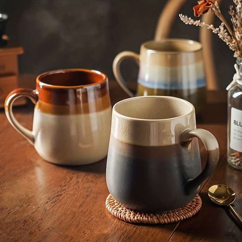 Coffee Mug Ceramic Coffee Cups Brown Plaid Pattern Water - Temu