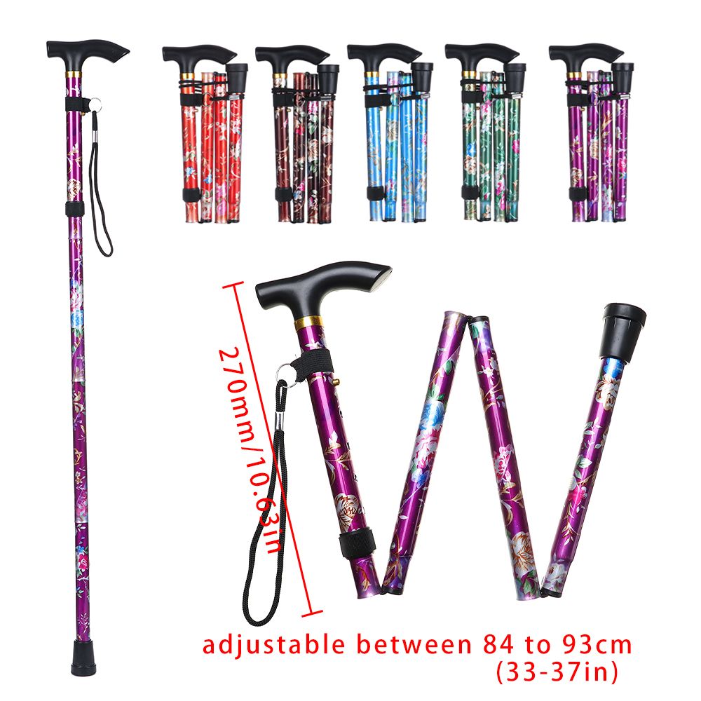 

Telescopic Walking Cane Folding Trekking Stick Adjustable Aluminum Alloy Hiking Poles For Adults Elder Non-slip Rubber Tip Crutches