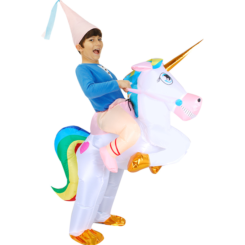 Halloween Inflatable Colourful Unicorn Costume Air Blow Kids