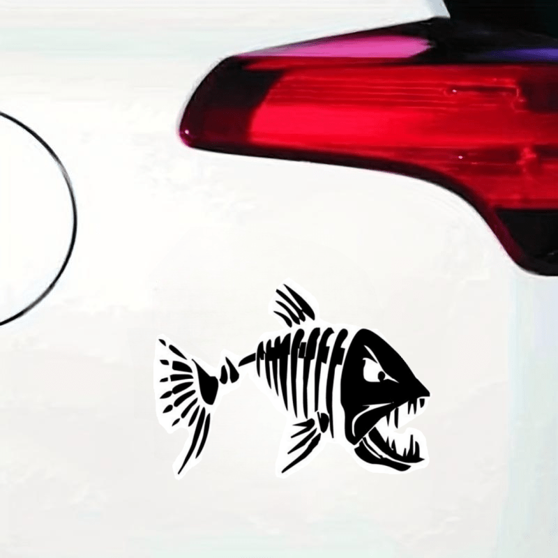 Creative Car Stickers Skull Fish Angry Fish Mad Fish Car - Temu