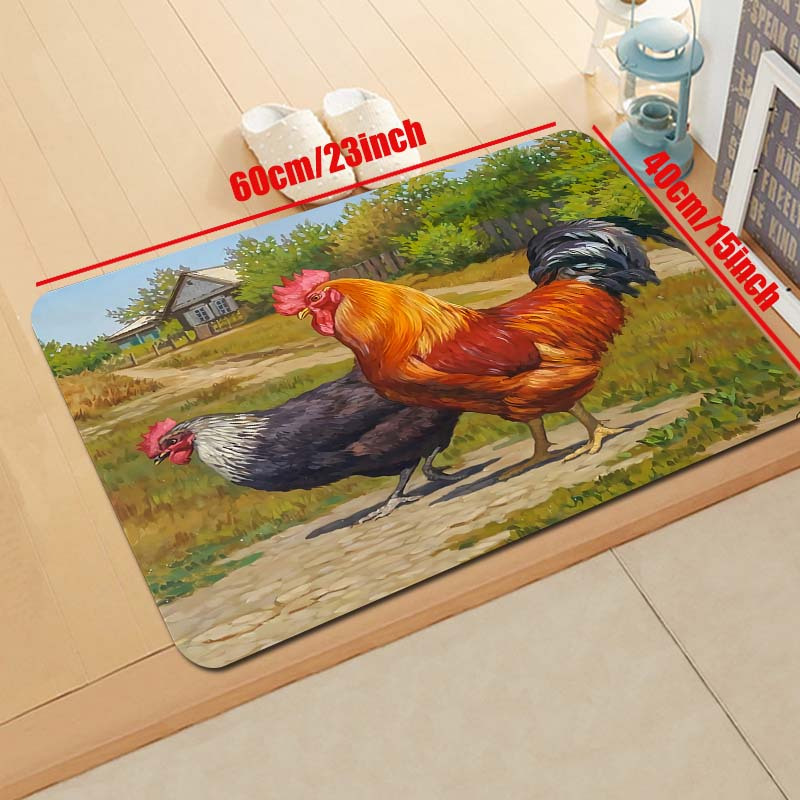 Sunflower And Rooster Kitchen Mat Non-slip Carpet Indoor Outdoor