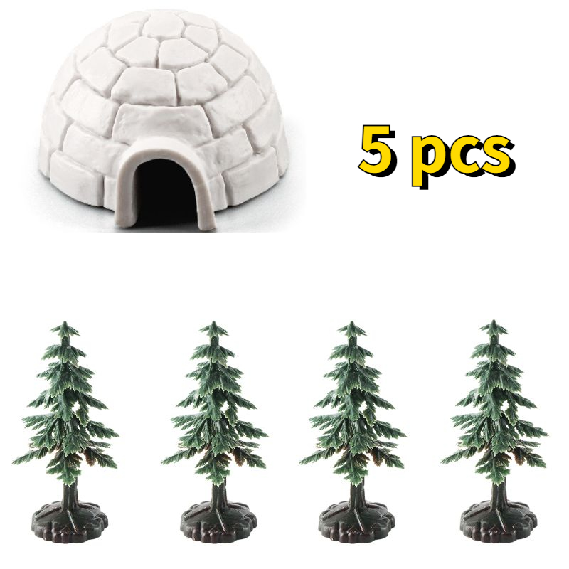 Christmas Tree And Snow House Polar Building Ice House Model, Mini