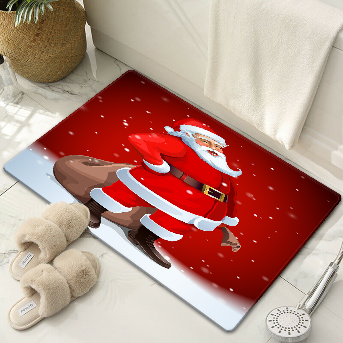 Christmas Kitchen Floor Mat Home Bedroom Living Room Kids Decor