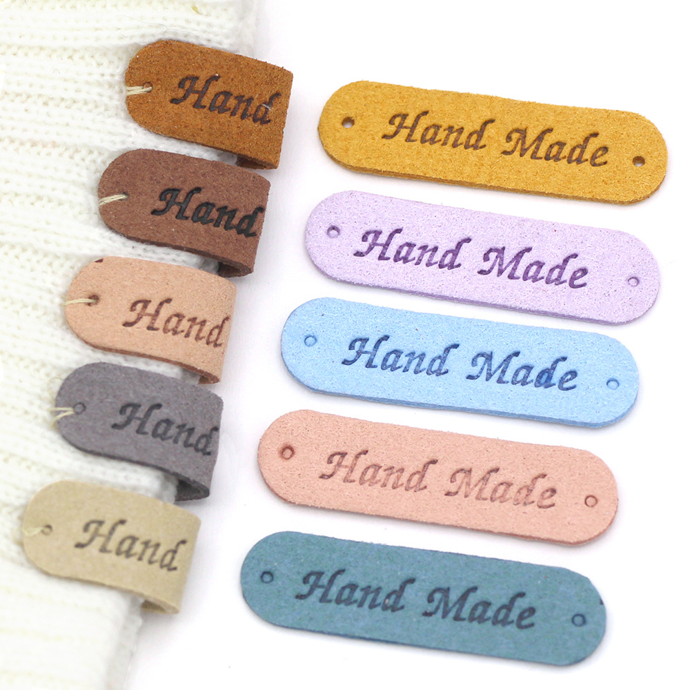 50pcs Handmade PU Leather Labels For Clothes Bags DIY Sewing Tags  Accessories