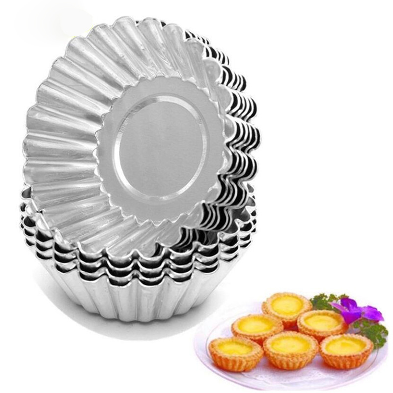 10pcs reusable egg tart molds cookie pudding mould mooncake mold pastry tools baking accessories details 0