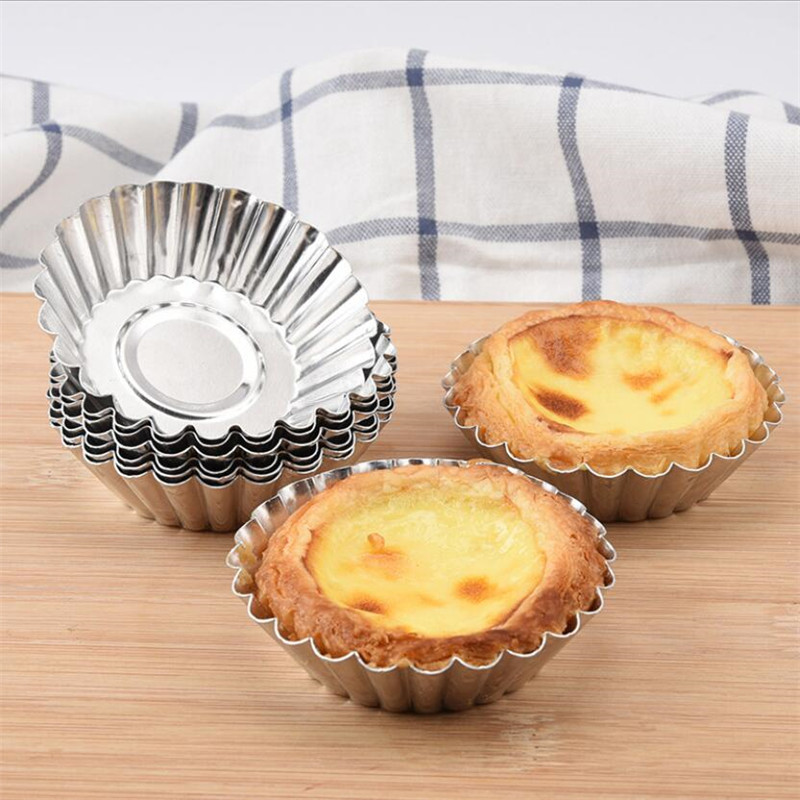 10pcs reusable egg tart molds cookie pudding mould mooncake mold pastry tools baking accessories details 1