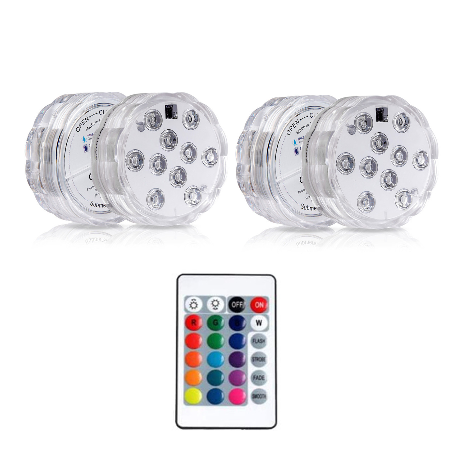 4Pcs Submersible LED Underwater Lights with Remote Controlled