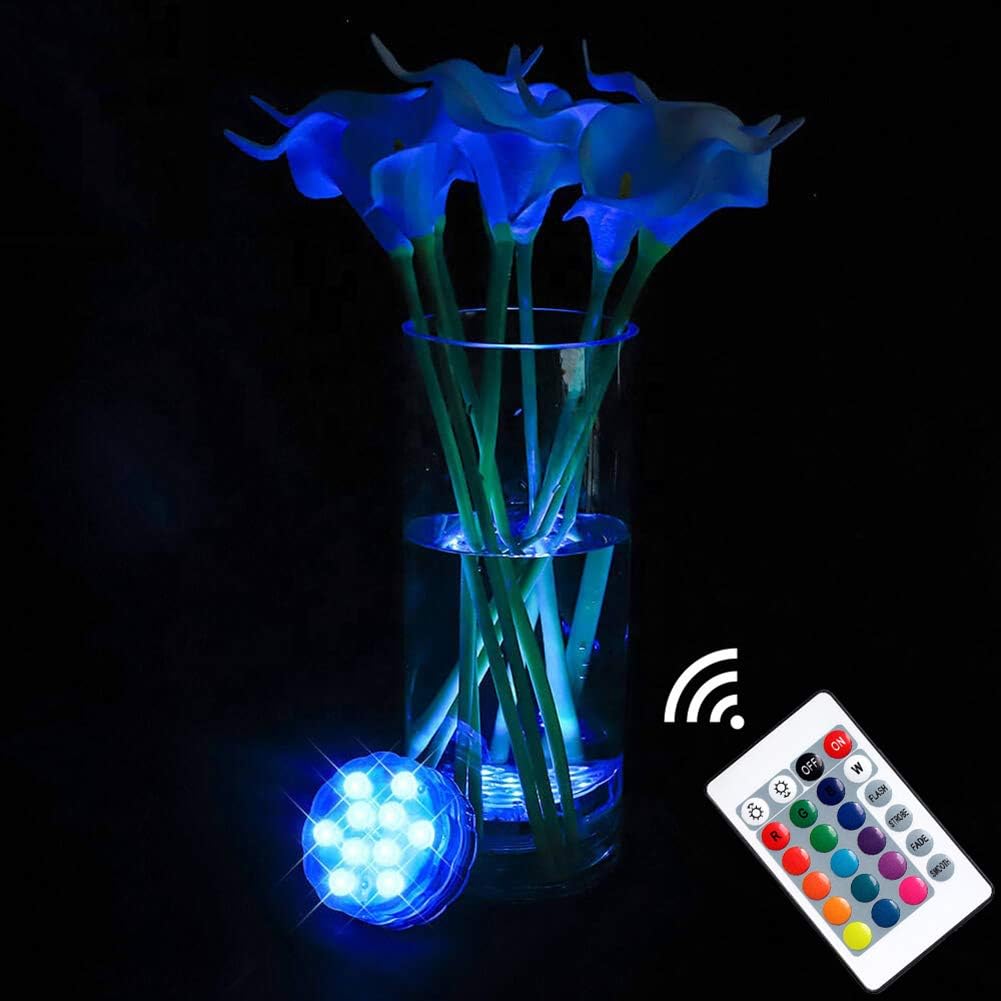 HL Submersible LED Lights Mini LED Lights Waterproof RGB Tealight Multi-Color with Remote for Aquarium,Pool,Vase,Garden,Wedding Party,Christmas Decor