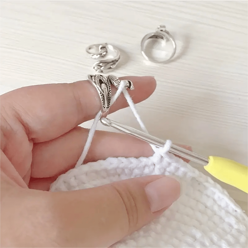 Adjustable Knitting Loop Crochet Ring Open Finger Ring Yarn - Temu