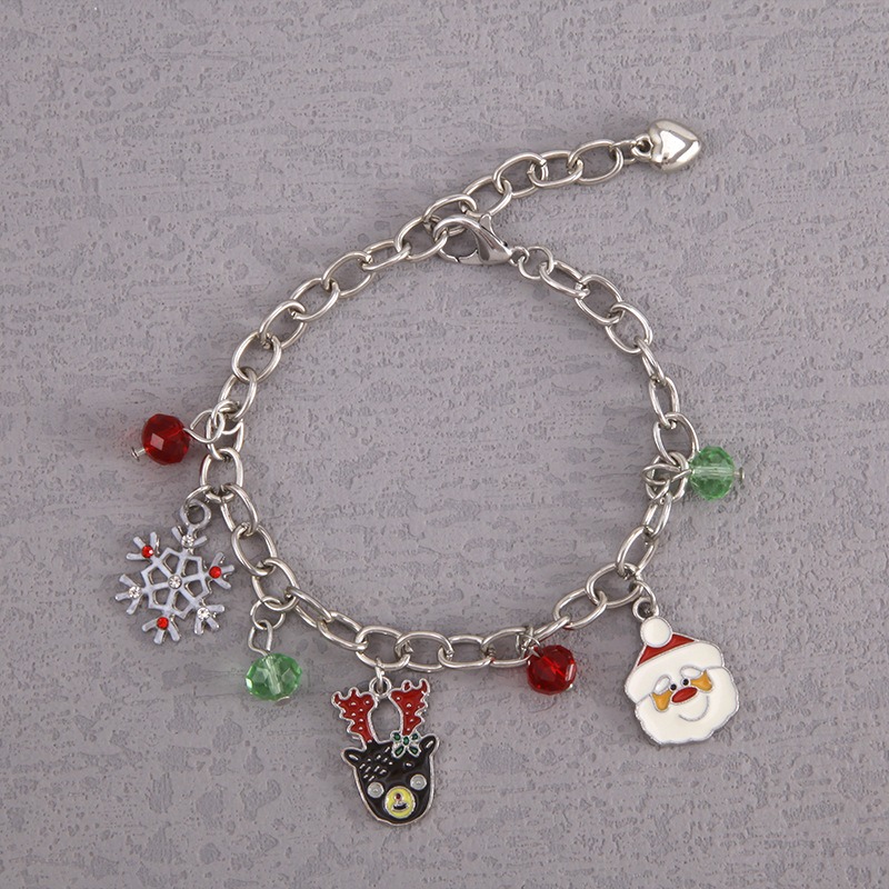 Christmas Bracelet Santa Elk Snowman Red Crystal Holiday Gift