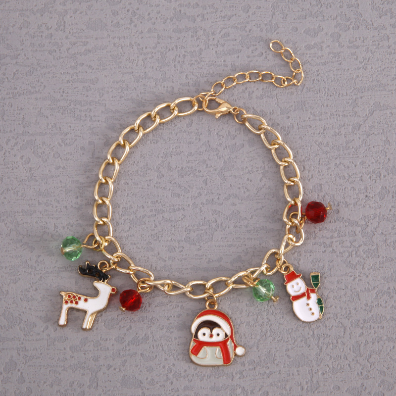 Christmas Bracelet Santa Elk Snowman Red Crystal Holiday Gift