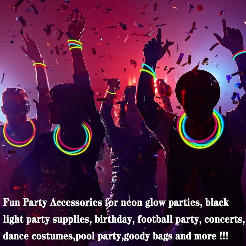Paquete de 210 barras brillantes coloridas para fiestas, 100 barras  luminosas de 8 pies, 100 conectores, accesorios divertidos, suministros  para