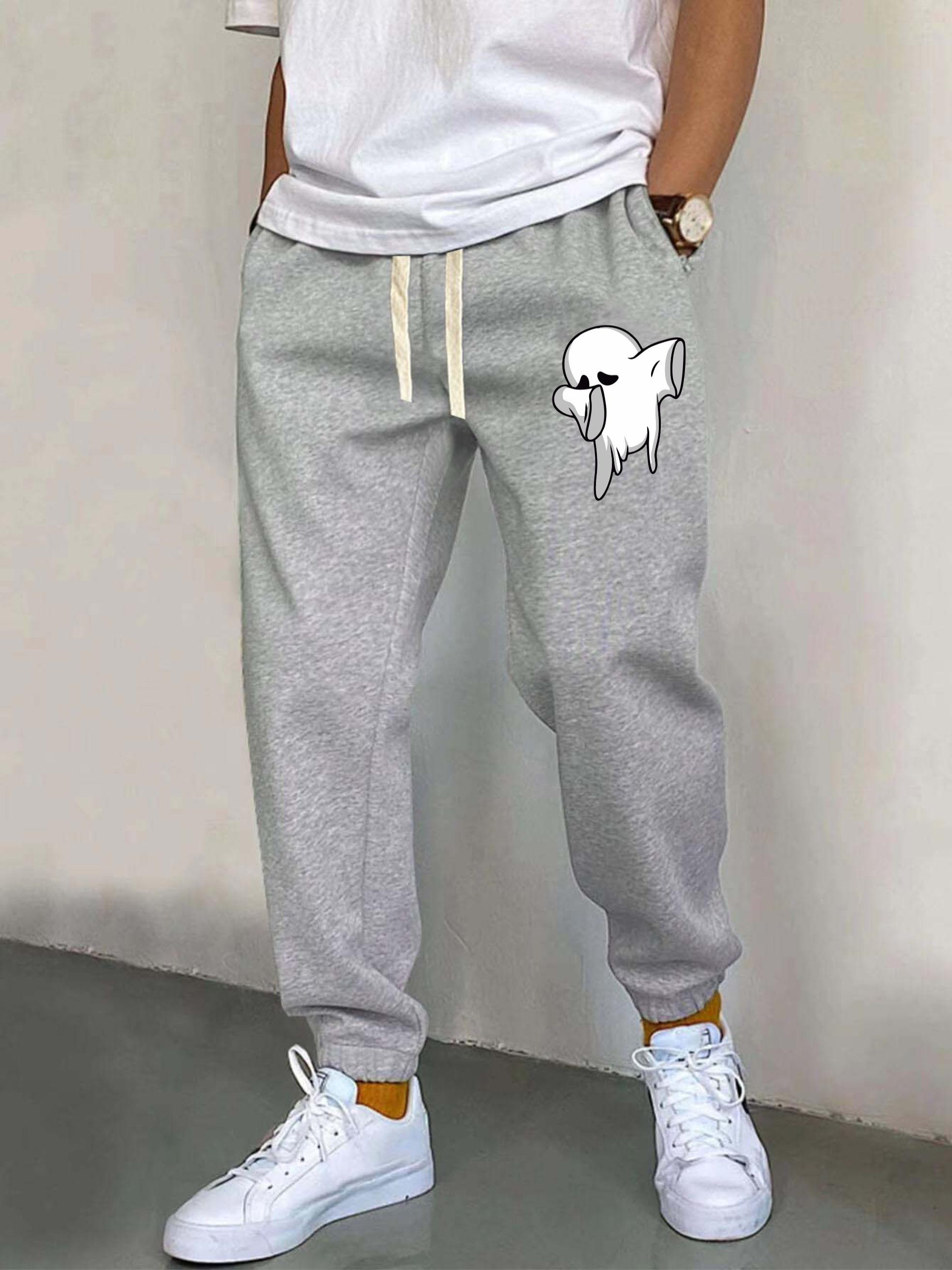 Men's Halloween Style Ghost Graphic Print Joggers Spring - Temu