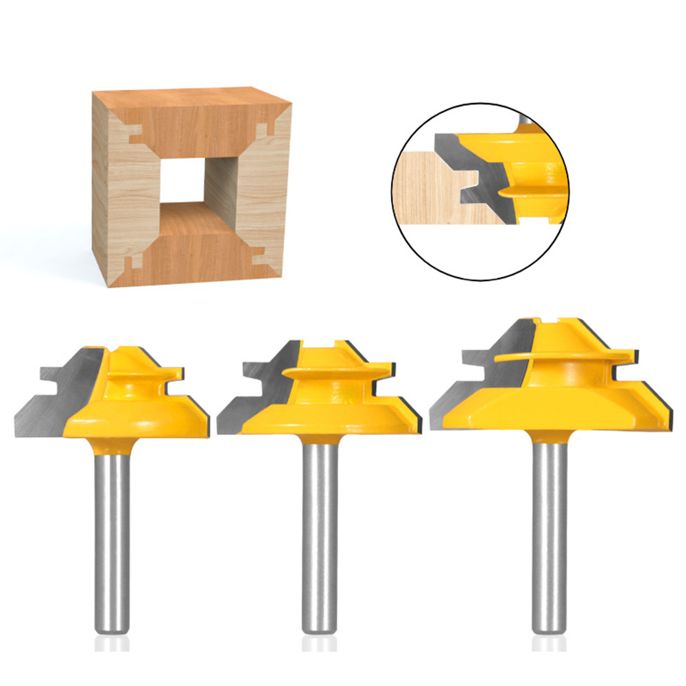 

3pcs 45 Degrees Lock Miter Router Bit, Woodworking Milling Cutter Milling Tools, Easy To Create Lock Miter Joint