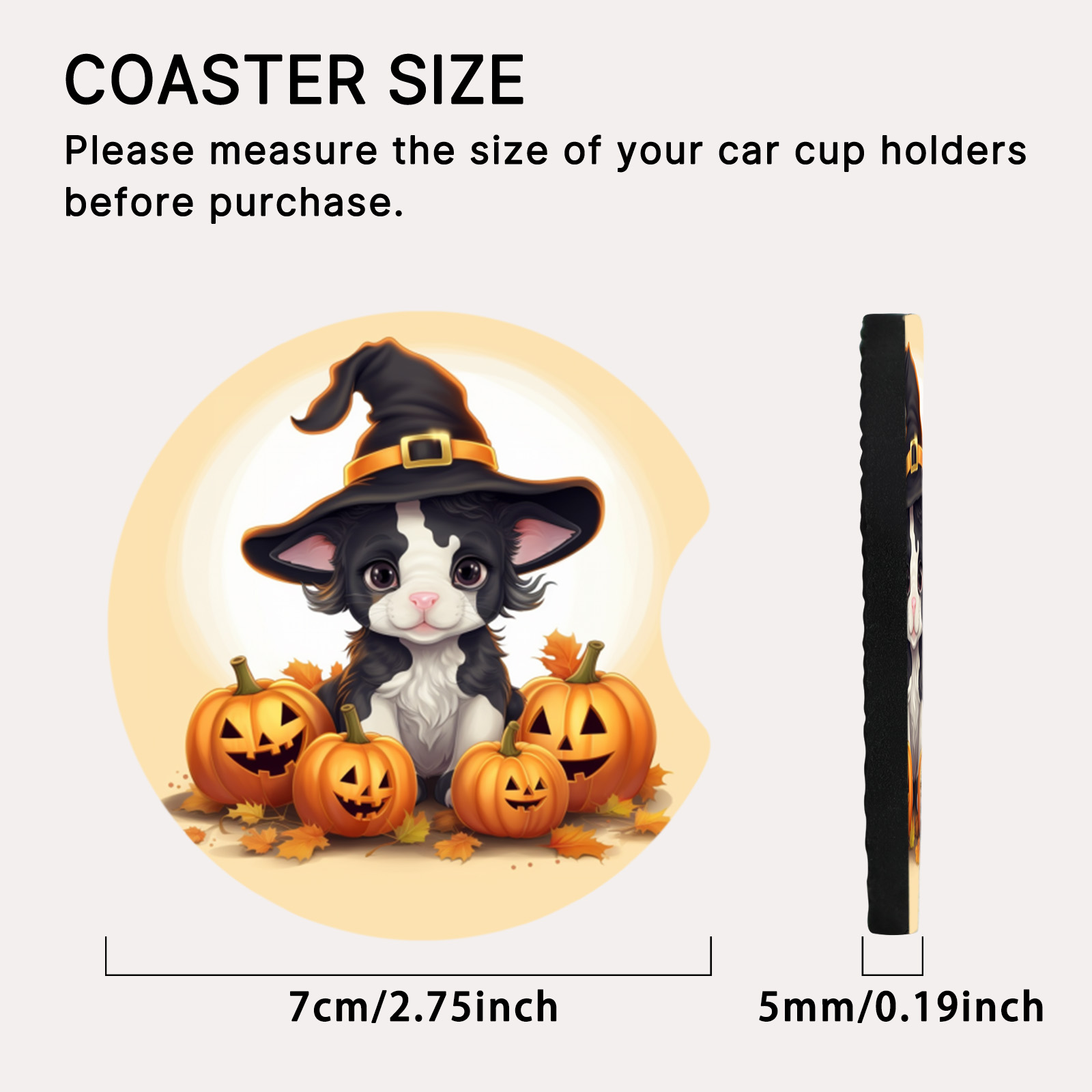 Halloween Bling Car Cup Holder Coaster Witch Car Coasters - Temu