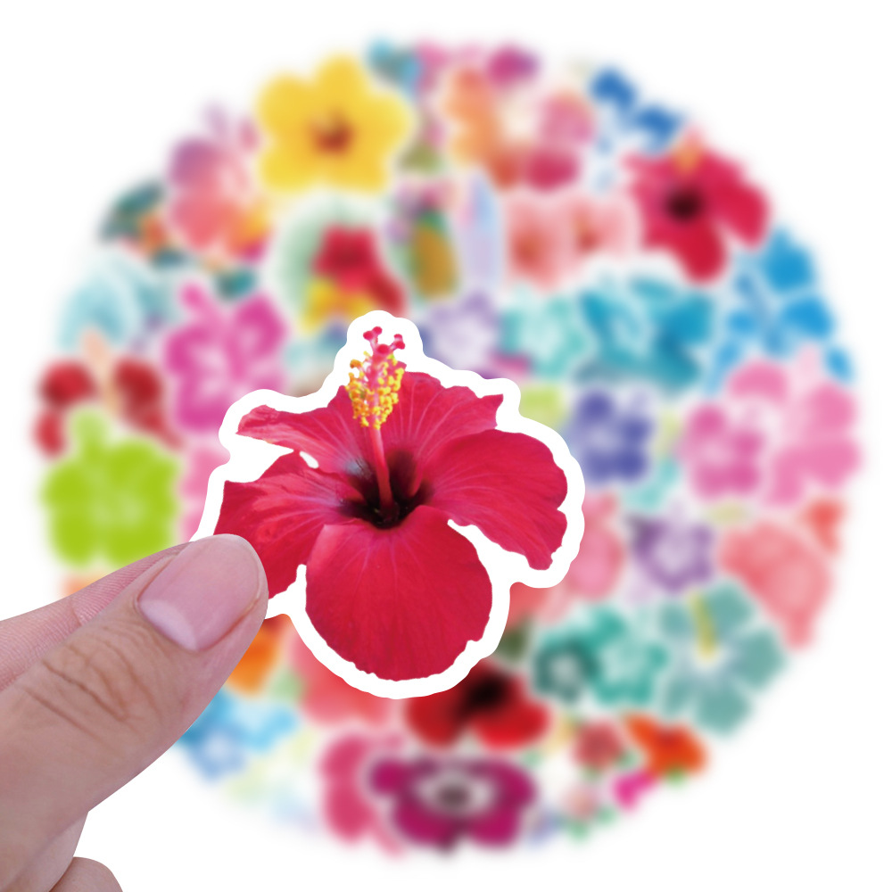2 stickers autocollant fleur hibiscus