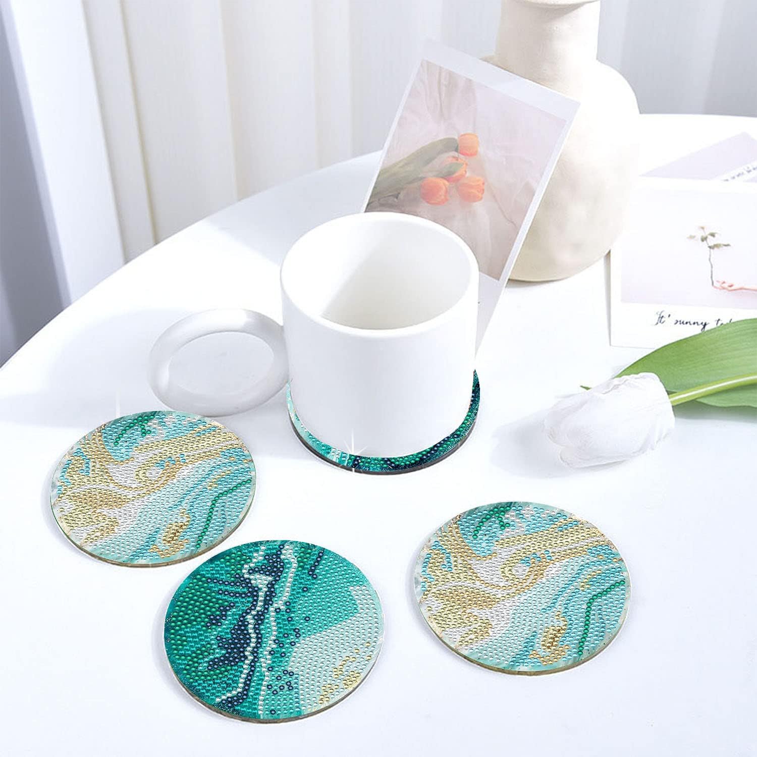 8Pcs DIY Marine Diamond Painting Coasters Drinks Art Kits for