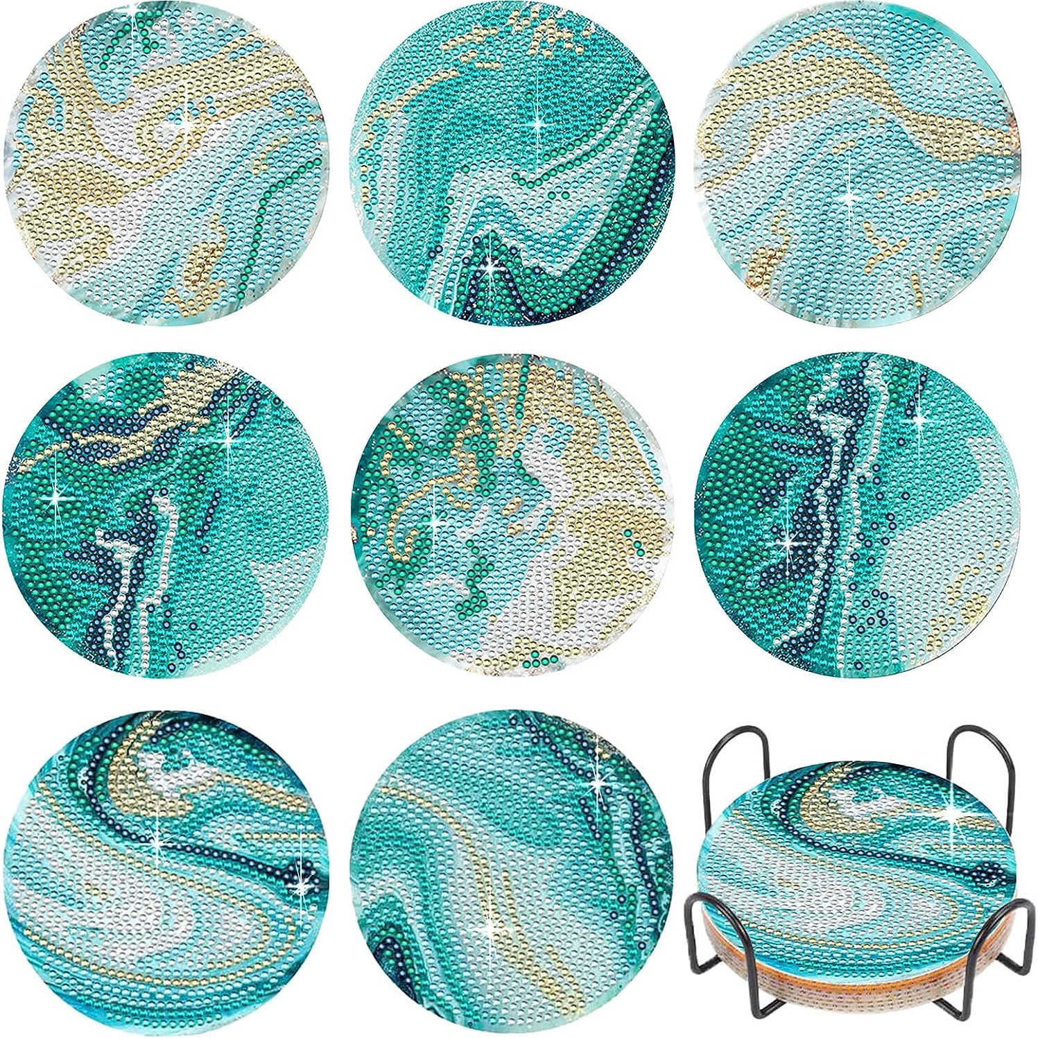8 Pcs Diamond Painting Coasters With Holder DIY Blue Marble Ocean Diamond  Art Coasters For Drinks Diamond Painting Kits For Beginners Diamond Art Kits  Craft Supplies For Adults Coasters Gift