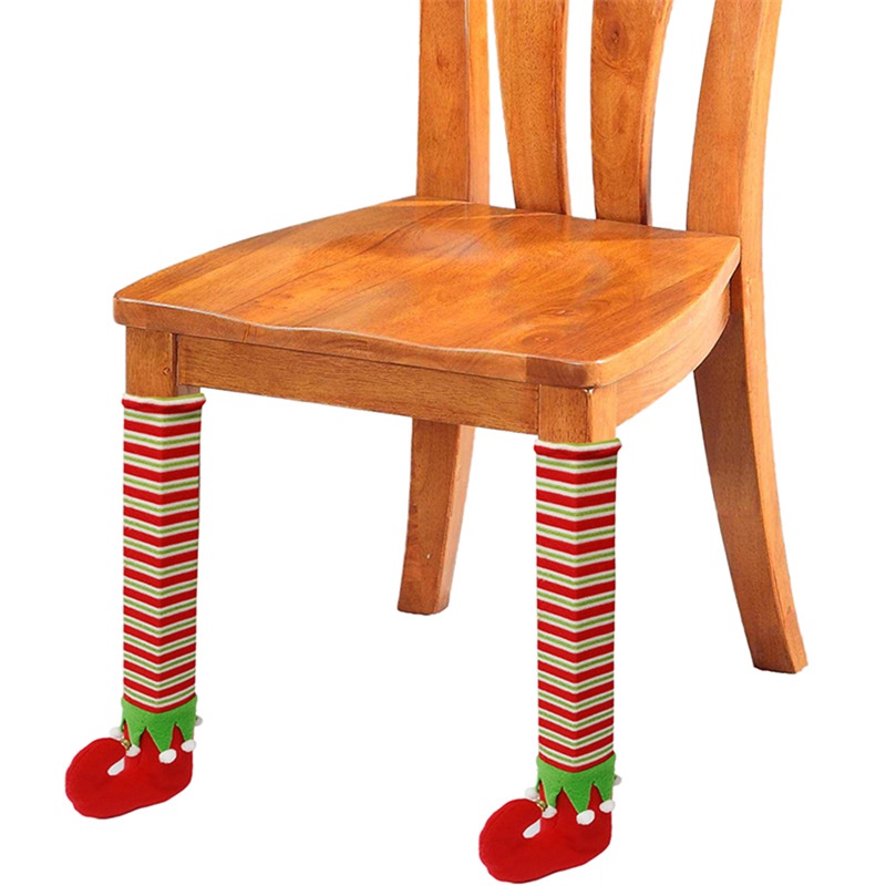 4 PCS Décorations de Noël Table des elfes à rayures et chaise