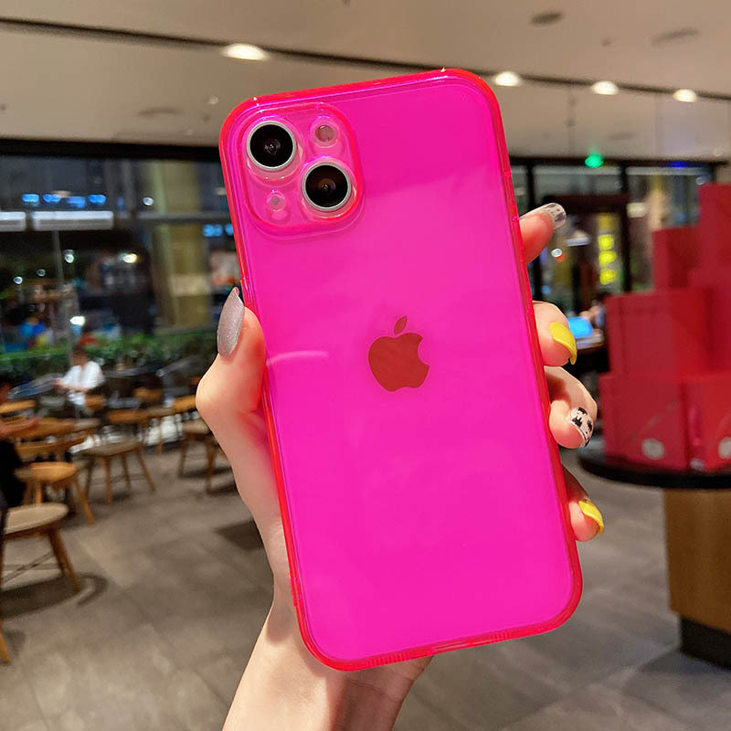 Funda para iPhone 13 Funda de silicona rosa neón para iPhone