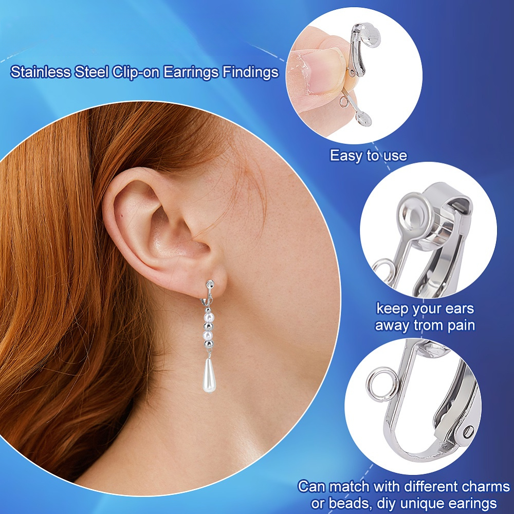 9 Style 304 Stainless Steel Clip on Earring Findings With - Temu
