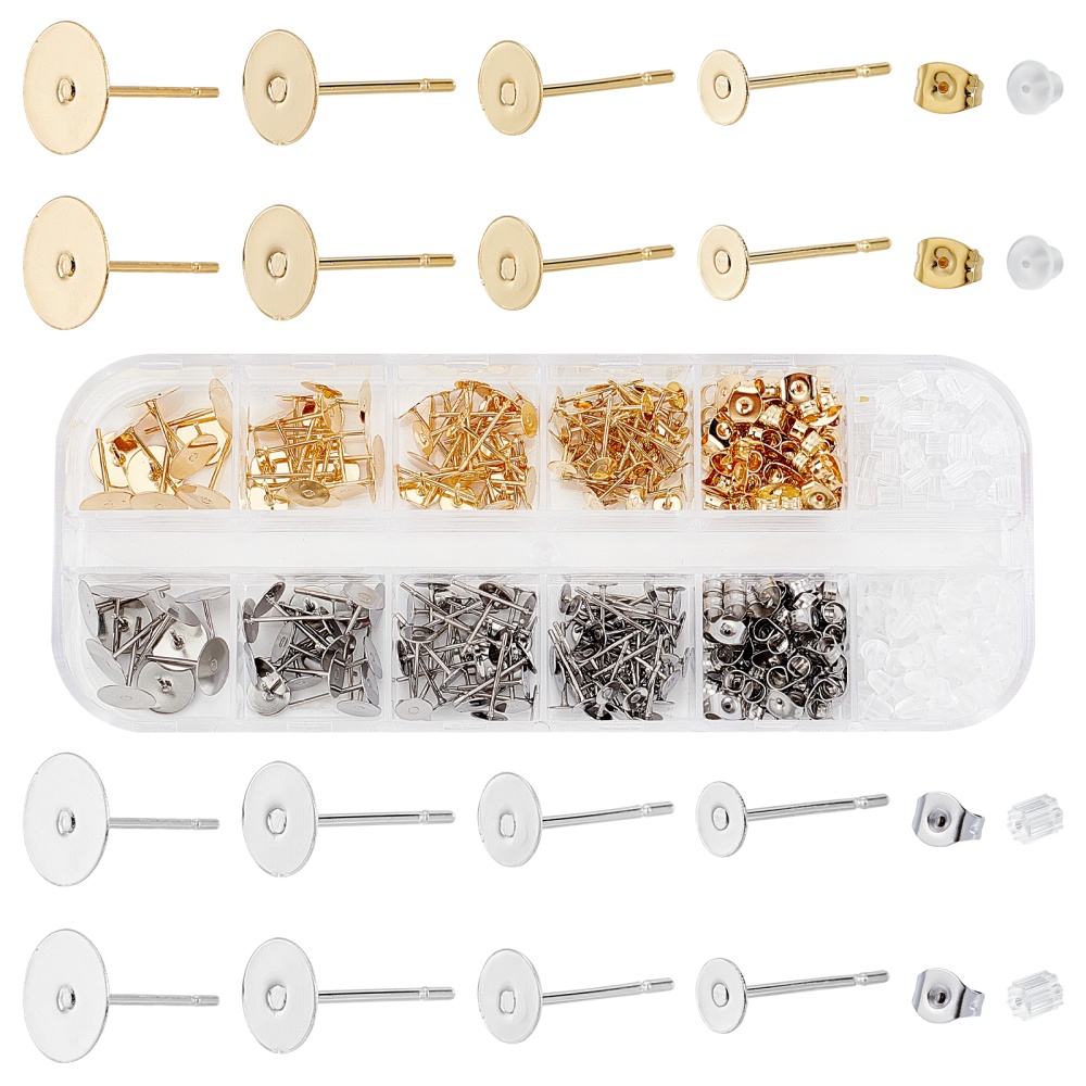 Gold Earring Posts and Backs, 500Pcs Hypoallergenic Earring Studs for  Jewelry Making with Butterfly Earring Backs and Rubber Bullet Earring Backs