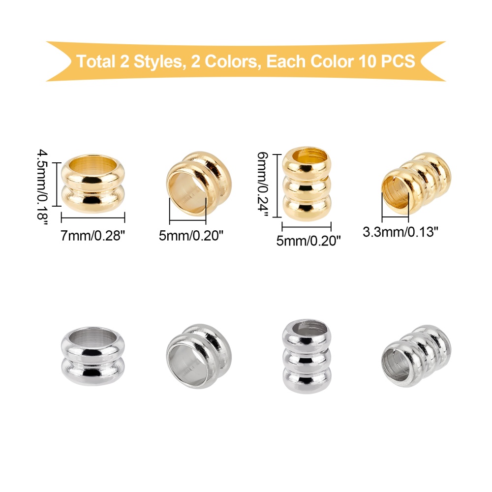 50pcs 5 Sizes 304 Stainless Steel Beads 4/5/6/7/8mm Grooved Column Loose  Beads Metal Spacer Beads 