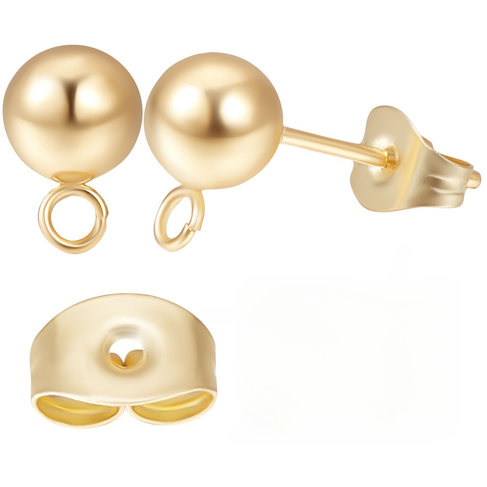 Large Pearl Earrings | Pearl Drop Earrings | Large Gold Ball Earrings with Allergy-Free Clasp (20mm), Pink
