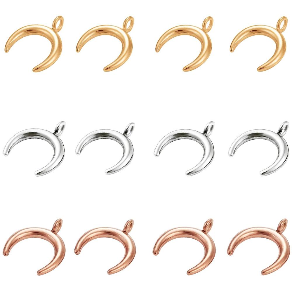 3 Colors Crescent Moon Stainless Steel Charms Hole Pendant - Temu