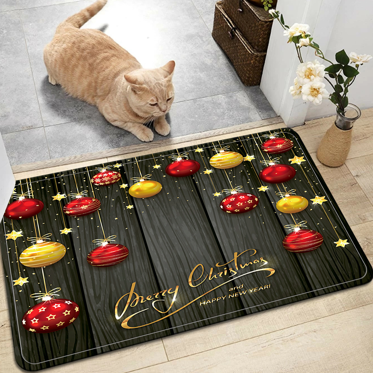 Front Door Mat, Non - Slip Absorbent Door Entry Mats, Doormats  Indoor/Outdoor Entrance Small Rugs, Christmas Winter Santa Claus Red  Doormat - Easy to