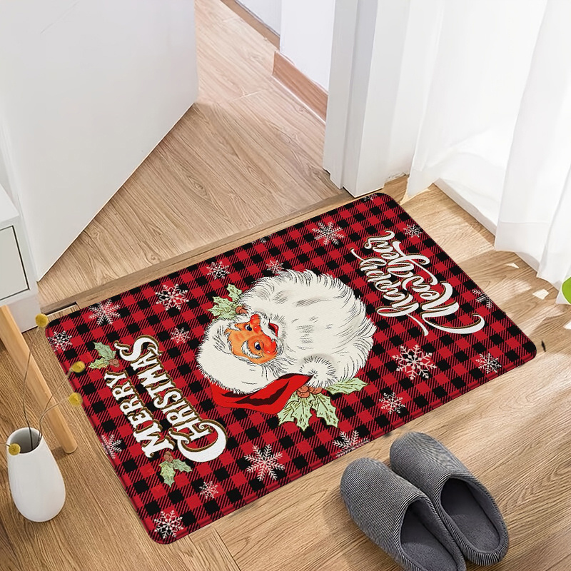 1pc Christmas Kitchen Rug, Floor Mat Winter Decorative Christmas