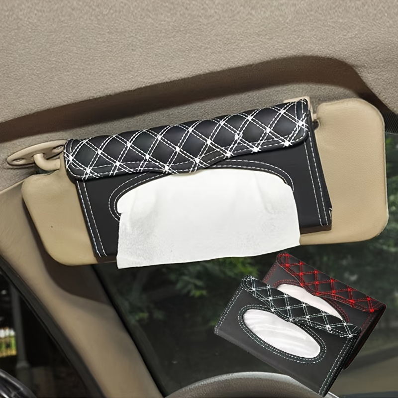 Faux Leather Sun Visor Napkin Box Holder Hanging Car Mask - Temu