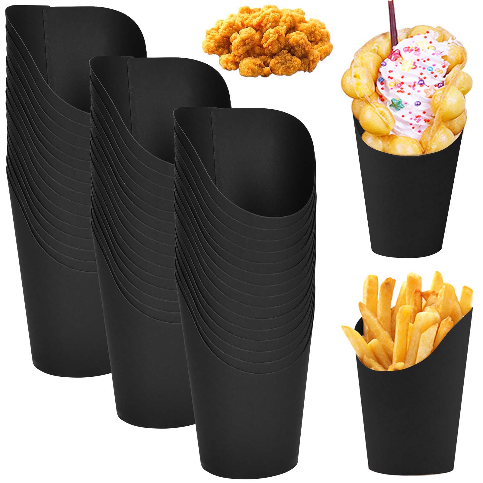 100pcs French Fries Box Cone Chips Ketchup Cup Fast Food Restaurant  Take-out Disposable Food Paper