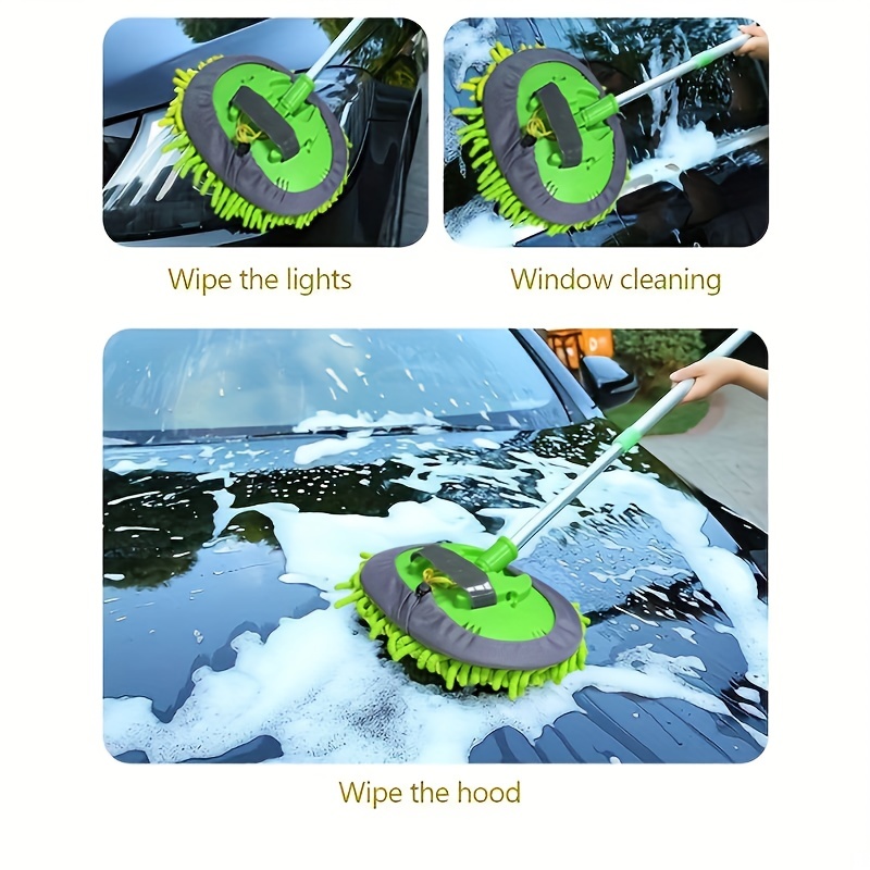 Microfiber Car Wash Brush Mop Kit Sponge Long Handle Car - Temu