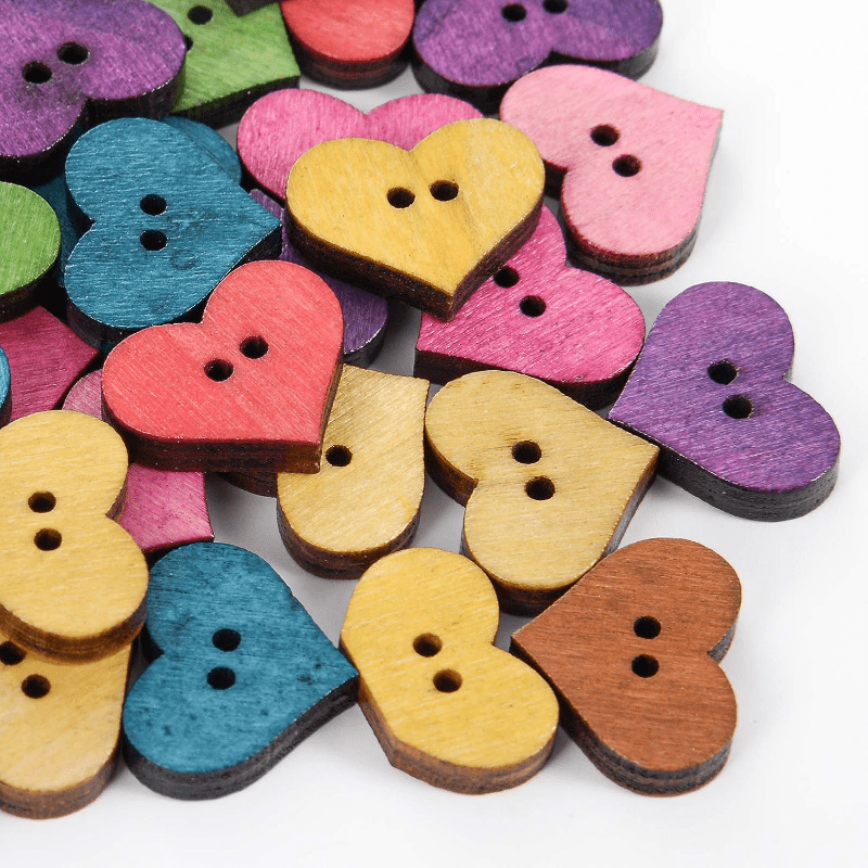 Wooden Heart Buttons 