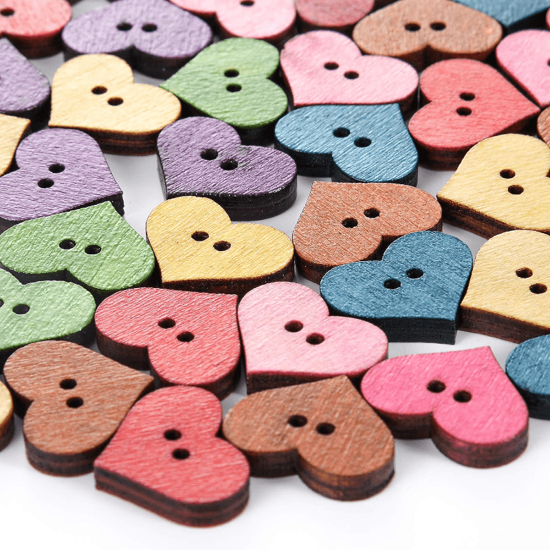 Wood Sewing Buttons Wooden Love Heart Buttons Rustic Colored - Temu