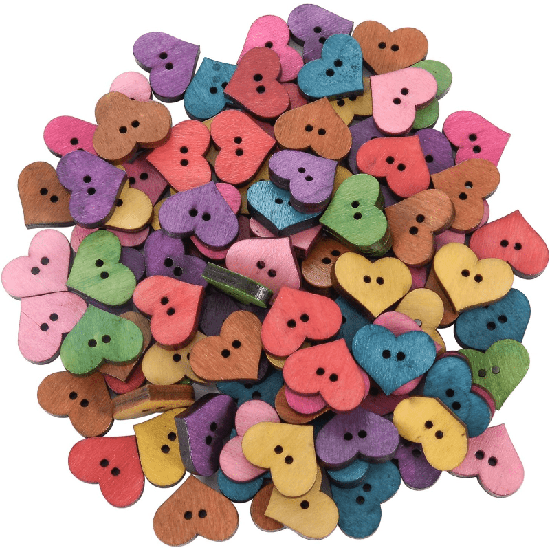 20 wooden Heart Shaped buttons, beautiful colorful, two hole, sewing, DIY,  Craft