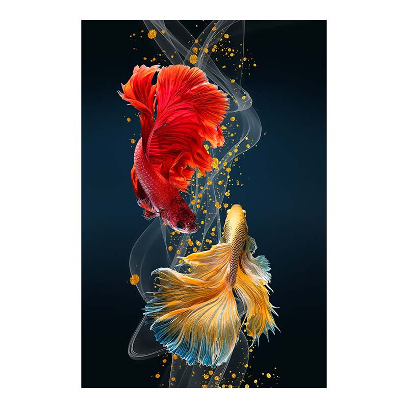 Canvas Poster Modern Art Abstract Colorful Betta Fish Animal - Temu